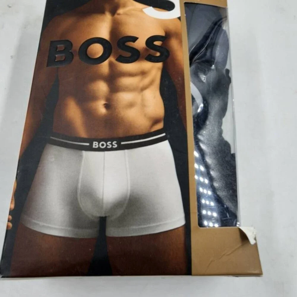 Boss Bold Logo Band Trunks Men's M Black/Navy/Burgundy Elastic Waist - Pack Of 3